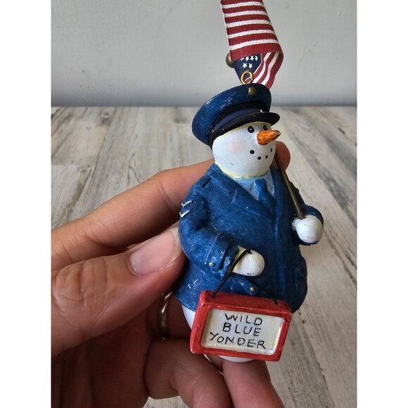 Sandi gore evans snowman ornament patriotic 4th of July God bless America wild b - Picture 2 of 9